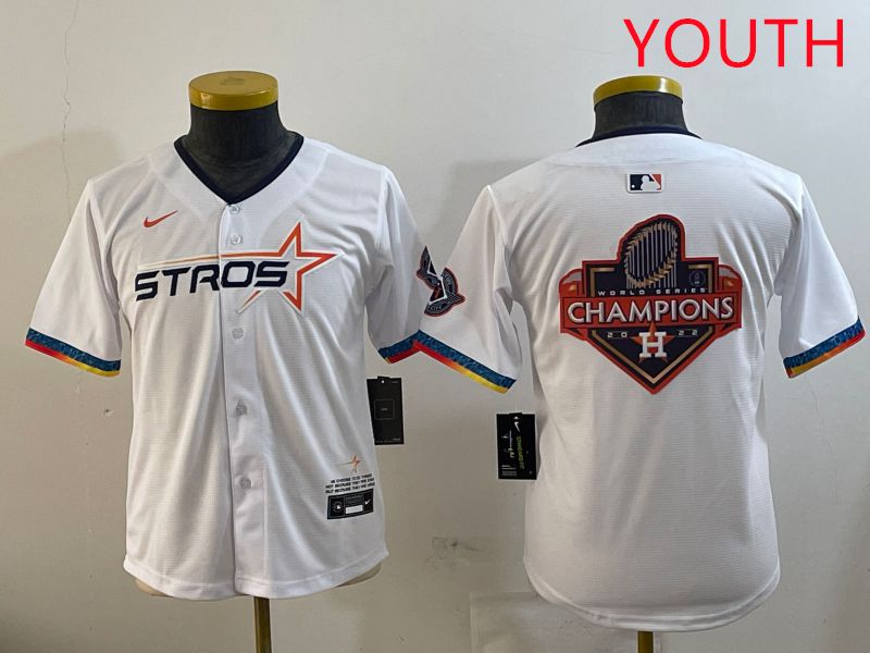 Youth Houston Astros Blank White Fourth generation Joint Name 2025 Nike MLB Jersey style 12